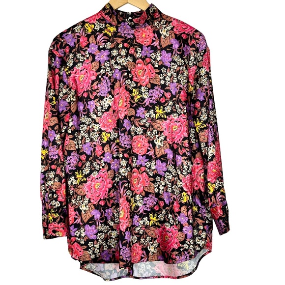 Zara Floral Mock Neck Long Sleeve Blouse - Picture 5 of 13